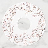 Wijn glas label met vintage botanische takken (Achterkant)