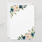 Wijn Glas Lichtjes Blauwe Rozen Bruidsdouche Kaart (Achterkant)