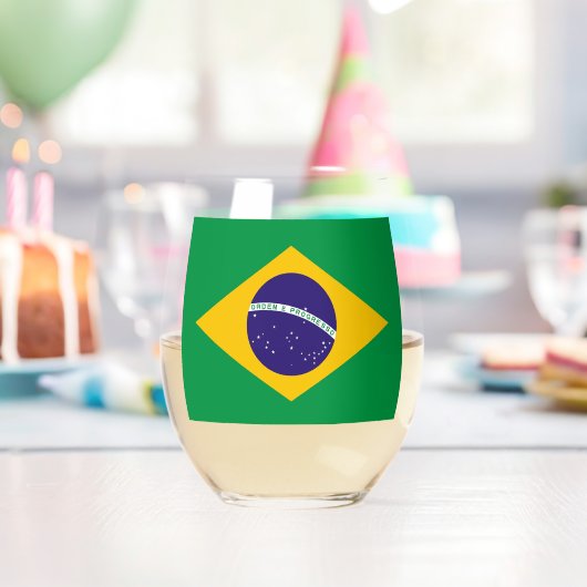 Wijn Glas met de vlag van Brazilië (Insitu (Verjaardag))