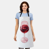 Wijn Glas met Rode Lippen Cocktail Servietten Schort (Gedragen)