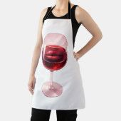 Wijn Glas met Rode Lippen Cocktail Servietten Schort (Insitu)
