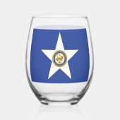 Wijn Glas met vlag van Houston, VS (Voorkant)