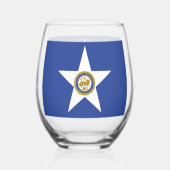Wijn Glas met vlag van Houston, VS (Achterkant)