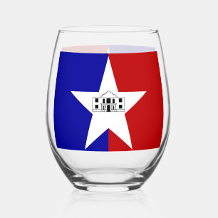 Wijn Glas met vlag van San Antonio, VS