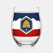 Wijn Glas met vlag van Utah, VS (Voorkant)