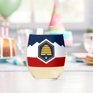 Wijn Glas met vlag van Utah, VS