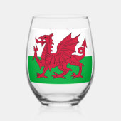 Wijn Glas met vlag van Wales, VK (Achterkant)