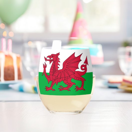 Wijn Glas met vlag van Wales, VK (Insitu (Verjaardag))