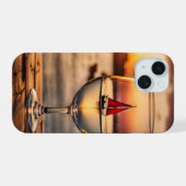 Wijn Glas Met Zeilboot iPhone 15 Case (Achterkant horizontaal)