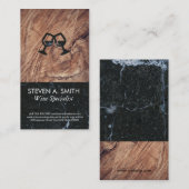 Wijn Glas Proost | Zwarte Marmer | Hout Visitekaartje (Voorkant / Achterkant)