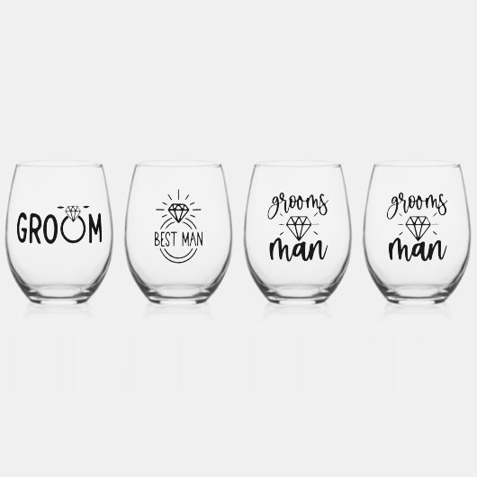 Wijn Glas Set – Bruidegom & Bruidsjonkers Editie (Voorkant)
