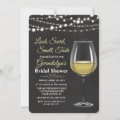 Wijn Glas Slingerlichten Bruiloft Uitnodiging (Voorkant)