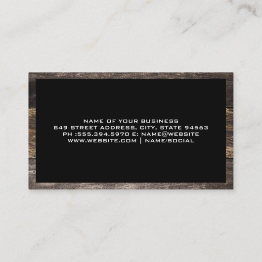 Wijn Glas Spat Logo | Houten Rand Zakelijke Kaart Visitekaartje (Achterkant)