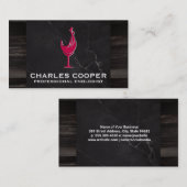 Wijn Glas Splash Logo | Marmer en Hout Visitekaartje (Voorkant / Achterkant)