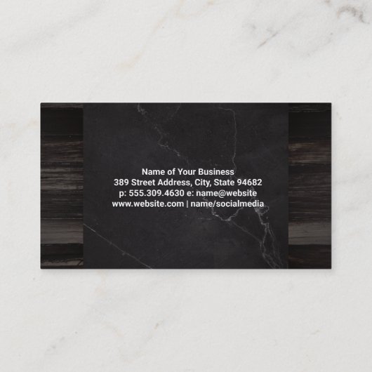 Wijn Glas Splash Logo | Marmer en Hout Visitekaartje (Achterkant)