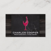 Wijn Glas Splash Logo | Marmer en Hout Visitekaartje (Voorkant)