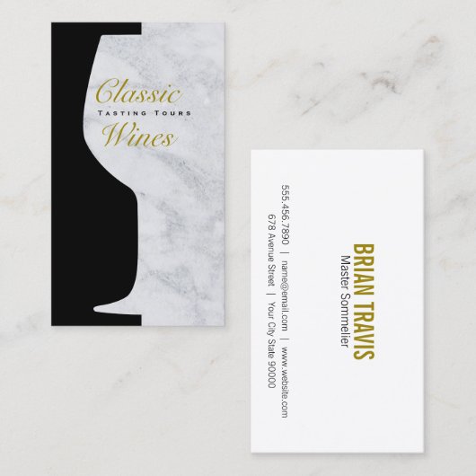 Wijn Glas | Tegenruimte | Marmer Visitekaartje (Voorkant / Achterkant)