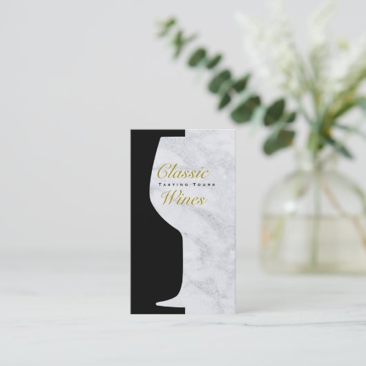 Wijn Glas | Tegenruimte | Marmer Visitekaartje (Staand voorkant)