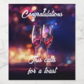 Wijn glas toasten Gefeliciteerd Etiket (Enkel label)
