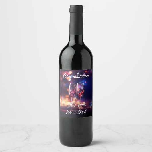 Wijn glas toasten Gefeliciteerd Etiket (Voorkant)