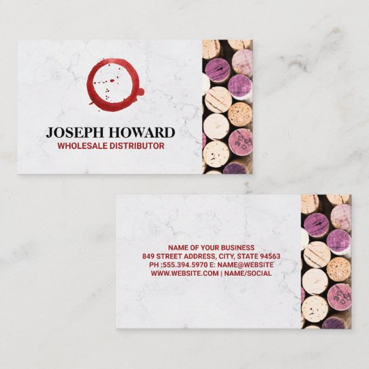 Wijn Glas Vlekken | Geopende Kurken Visitekaartje (Voorkant / Achterkant)