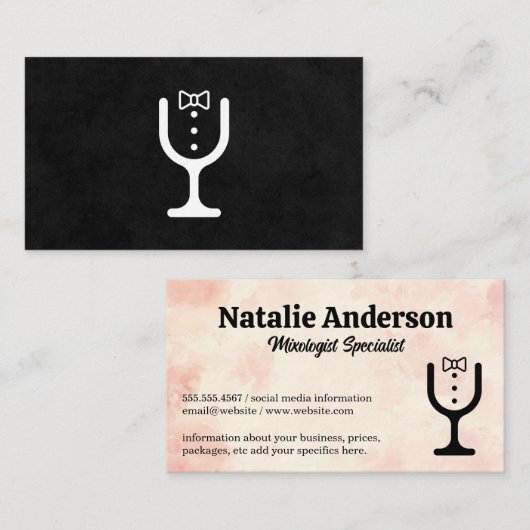 Wijn Glas Vlinderdas Logo | Catering Visitekaartje (Voorkant / Achterkant)