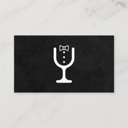 Wijn Glas Vlinderdas Logo | Catering Visitekaartje (Voorkant)