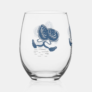 Wijn Glas Zonder Steel Blauwe Zwanen Elegante Beke
