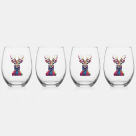 Wijn Glas Zonder Steel - De Kleurrijke Herten Kuns