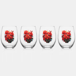 Wijn Glas Zonder Steel - De Rode Rozen Kunstwerk