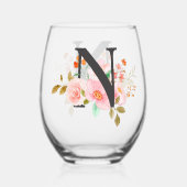 Wijn Glas zonder Steel Letter M (Achterkant)