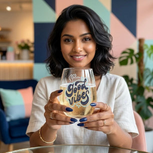 Wijn Glas zonder Steel van Good Vibes