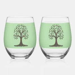 🌳 Wijn Glas Zonder Voet Boom Des Levens🍹