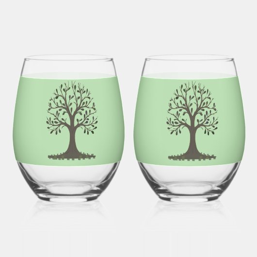 🌳 Wijn Glas Zonder Voet Boom Des Levens🍹 (Voorkant)