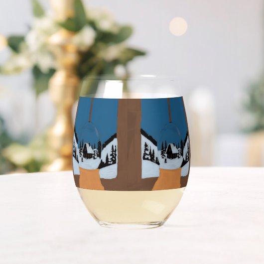 Wijn Glas Zonder Voet Winter Bal Sneeuw (Insitu (Huwelijk))