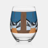 Wijn Glas Zonder Voet Winter Bal Sneeuw (Voorkant)
