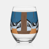 Wijn Glas Zonder Voet Winter Bal Sneeuw (Achterkant)