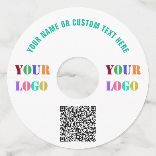 Wijn glaslabels met merklogo en QR-code voorbeeld Wijnglaslabel (Voorkant)