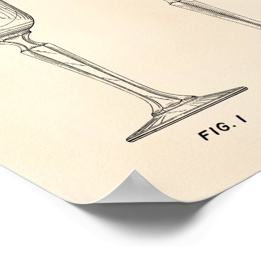 Wijn Glass 1986 Patent Art Old Peper Poster (Hoek)