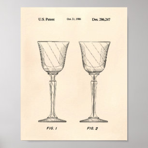 Wijn Glass 1986 Patent Art Old Peper Poster