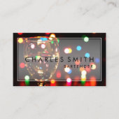 Wijn Glass Bokeh Lights Bar of Bartender Visitekaartje (Voorkant)