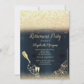 Wijn Glass Fles Glitter Retirement Kaart (Voorkant)