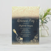 Wijn Glass Fles Glitter Retirement Kaart (Staand voorkant)