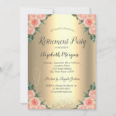 Wijn Glass Gold Glitter Bokeh Rozen Retirement Kaart (Voorkant)