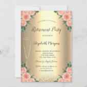 Wijn Glass Gold Glitter Bokeh Rozen Retirement Kaart (Voorkant)