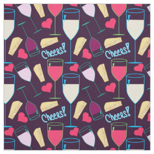 Wijn Glass Grafisch Hart Typografie Cheers Cute Stof
