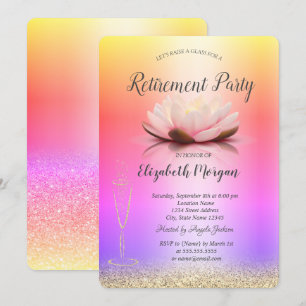 Wijn Glass Ombre Glitter Bokeh Lotus Retirement Kaart