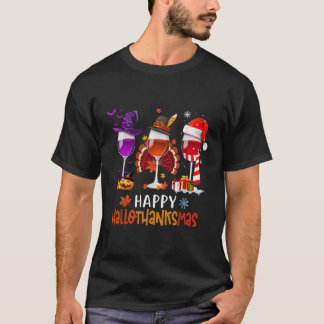 Wijn Glass Thankgiving Happy Hanksmas Wijn T-shirt