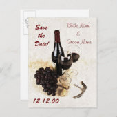 Wijn glazen en druiven aankondigingskaart (Voorkant / Achterkant)