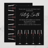 Wijn glazen met rode wijn zwart elegant kaart (Voorkant / Achterkant)